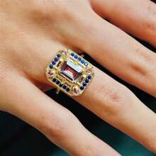 1pc Women's Engagement Ring, Fashion Luxury Gold Alloy Cubic Zirconia Decorated Ring, Engagement, Wedding, Anniversary, Party Jewelry, Valentine's Day, Birthday Gift,Mom,Mother,Mother's Day,Gift - Gold - View 2