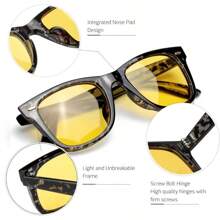 HYCHIC Night-Driving Anti Glare Glasses Yellow Polarized Lens For Foggy/Rainy/Cloudy/Nighttime - UV Protection - 黑花鏡框/黃色鏡片 - 查看 2