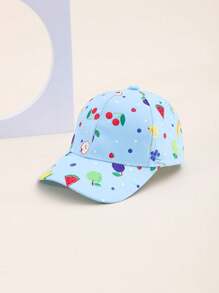 1pc Kids Cartoon Fruit Printed Baseball Cap, Spring/Summer Sun Protection Hat For Girls And Boys, Suitable As Holiday Gift, Outdoor Use