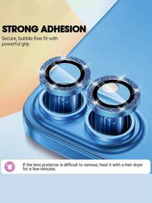 3 piezas Película protectora de lente de cámara flash compatible con iPhone-16e/16 Pro-Max - 16 Pro /17/17 Pro/17 Pro Max/17 Air, vidrio templado resistente a los arañazos con borde de aluminio, lindo y brillante juego de anillos metálicos personales de estilo femenino - Azul Marino - Ver 3