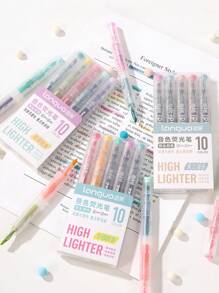 5pcs Color Laying Highlighter Pens Set Dual-Side Fluorescent Multi Layer Magic Art Marker Liner For Drawing Office School - one-size - View 11