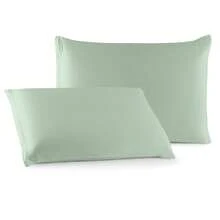 Pair Of Plain Knit Pillowcases 100% Cotton With Zipper - Moss Green - View 2