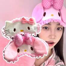 Sanrio 1 件  卡哇伊粉色毛绒 3D 眼罩可爱配件遮光眼罩生日礼物旋律睡眠眼罩