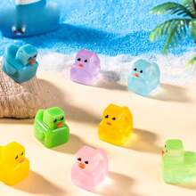 10/20 件迷你树脂鸭子，夜光小人物鸭子趣味微型树脂小雕像鸭子小卡通人物鸭子适用于家居汽车办公室装饰青少年派对礼物（颜色随机）
