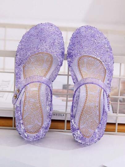 Zapatos de princesa para niñas de primavera/verano, sandalias para niñas, con cierre de gancho y bucle, puntera cerrada, con cristales, cómodas y transpirables para usar en interiores y exteriores.