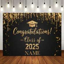 1pc Congratulations Graduate Customizable Name Multicoloured Background Decoration Congratulations Graduation Party Cake Table Decoration Banner Portrait Photography Backdrop Fabric Vinyl - Multicolor - View 20