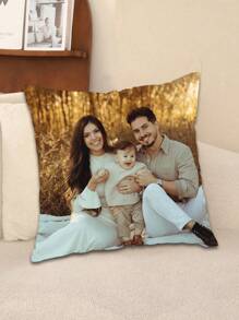 1 fronha personalizada para decoração de casa, Dia dos Namorados, Natal, Ação de Graças, padrões de Ano Novo, fotos de casal/família impressas, impressão em um único lado, núcleo de travesseiro não incluído.