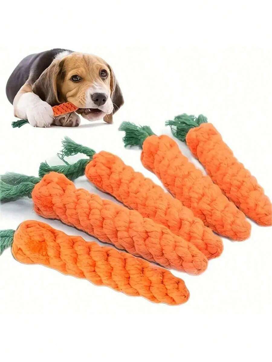 3pcs/1pc Pet Dog Rope Toys, Puppy Keep, Hand Woven Rope Carrots, Dog Tooth Grinding, Tooth Cleaning, Anti Bite Pet Toys, Small And Medium-Sized Dog Knot Toys - Multicolor - View 1
