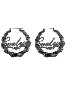 Damskie kolczyki z bambusa na zamówienie Klasyczne przesadzone spersonalizowane duże okrągłe kolczyki ze stali nierdzewnej Męskie 5 mm łańcuszek kubański Gruby łańcuszek Wisiorek w kształcie serca Zestaw biżuterii dla pary Prezent świąteczny dla rodziny, Czarny, Stylowy, Kolorowy, Vintage, Hipster, Prosty, Y2k, Moda z lat 2000., Gotycki, Punk, Niestandardowy, Spersonalizowany, Unikalny, Idealne prezenty dla niego, Idealne prezenty dla niej, Jej, Chłopaka, Dziewczyny, Taty, Mamy, Rodziny, Przyjaciół, Na rocznice, Na urodziny, Na ukończenie szkoły, Na bal maturalny, Na imprezę, Biżuteria damska