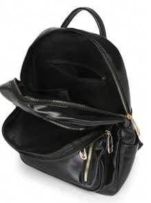 Large Capacity Fashion Women Travel Laptop Backpack, Student Backpack, Street Style - Black - View 6