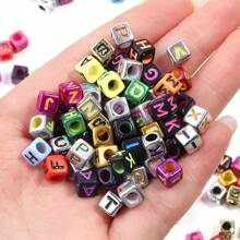 100pcs/Pack Acrylic Square & Flatround Letter Loose Beads, Fashion Cute Colorful Plated, Neon Colors, Multi-Choice For DIY Bracelets, Necklaces, Jewelry, Phone Charms, Keychains Making, Wholesale Beads