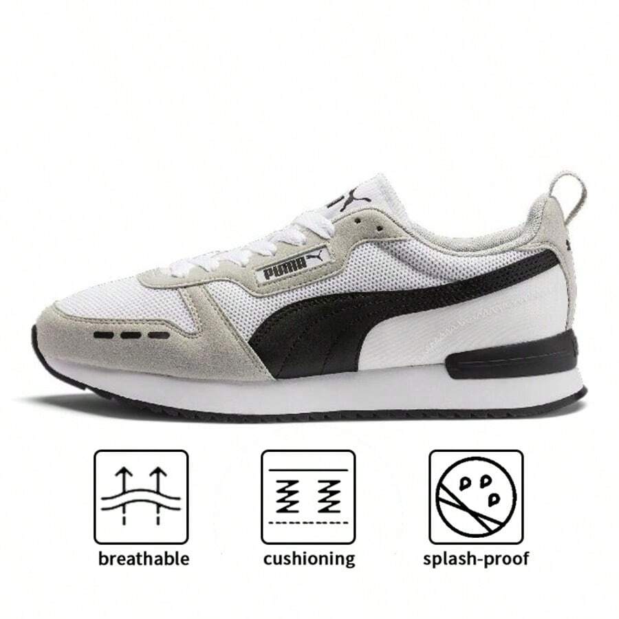 Puma Zapatos casuales con amortiguación retro R78 para hombres y mujeres, para usar a diario, viajar y hacer deporte (373117-02) - blanco-gris claro-negro - Ver 1