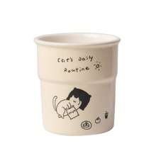 1 件 225ml 咖啡杯印花马克杯简约可爱猫咪插画图案燕麦牛奶拿铁早餐杯办公室家用水杯礼物