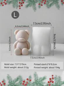 3件套创意迷你熊形硅胶模具 - 生活艺术创作工具，硅胶材质，易于拆卸和清洗，专为蜡烛制作、石膏雕塑和创意绘画而设计。是DIY爱好者的灵感源泉，也是情人节、母亲节等节日的贴心礼物。同时也是手工和艺术课程的理想教具，激发无限的想象力和创造力。 - 白色 - 查看 16