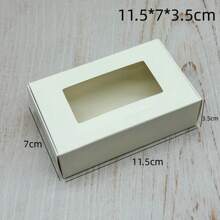 10pcs/Pack White Cardboard Gift Display Packaging Boxes With Transparent PVC Window For Handmade Jewelry Craft Packaging - White Square Window Box - View 9