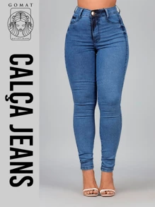 Women's Skinny Jeans, High Waist, Shapes Butt, Premium Line - Cadet Blue - View 5
