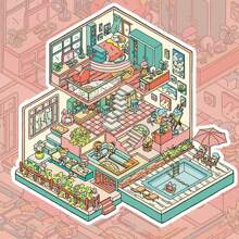 1 Set Large Size 3D Imaginative Series Decorative Stickers For Miniature House Scenes, Pixel Game Stickers Series For Microfoam House Scene, DIY Crafts And Wooden Phone Case/Notebook 3D Decoration, No Cutting Required, Back To School Themed