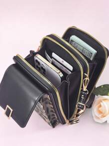 New Messenger Bag Multi-Function Large Capacity Double Zipper Mobile Phone Wallet Fashion Simple And Delicate Graphic Print Leisure Vacation Dating Cheetah Print Leopard Print Wallet Purse Wallet
