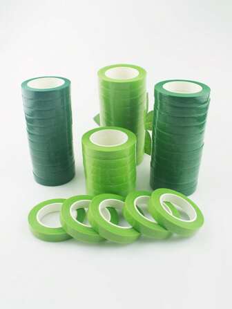 12 Rolls Green DIY Floral Tape, 20 Yards Green Floral Tape, 18m Wrinkled Paper Flower Stem Wrap Tape