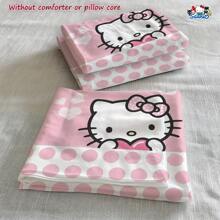 Sanrio Sanrio Hello Kitty Cute Cartoon Bedding Set - Single/ Twin/ Double Size, Soft & Breathable Duvet Cover With Zipper Closure And Pillowcases, No Comforter, Machine Washable - Ideal For Bedrooms And Camping