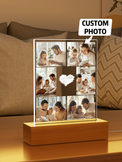 1pc Personalizado Casal Colagem Foto Led Luz Noturna, Personalizado Acrílico Luz Noturna Com Foto & Texto, Personalizado Foto Lâmpada, Personalizado Foto Colagem Luz LED, Casal Moldura, Personalizado Foto Colagem Presente Para Dia Das Mães, Para Aniversários, Para Dia Das Crianças, Para Dia Dos Pais, Para Formatura, Para Casamentos, Para Inauguração Sala de estar, Quarto, Escritório, Sala de chá, Casa, Banheiro, Sala de jantar, Dia dos Namorados, Decoração Dia dos Namorados