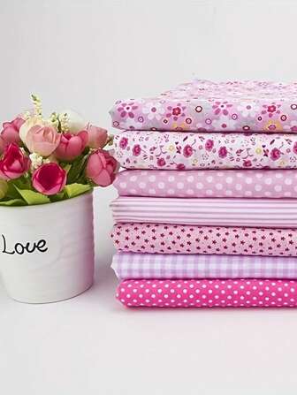 7pcs Coffee Series Floral Quilted Patchwork, Suitable For DIY Sewing, Collage, Manual Sewing And Other Crafts