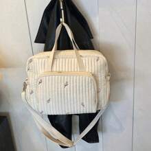 1pc Embroidered Bear Mommy Bag, Large Capacity Maternity Backpack, Shoulder And Crossbody Bag