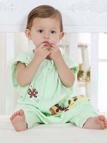 Baby Sleeping Bag With Leg Openings, Thin Cotton For Spring/Summer, Air-Conditioned Room, Detachable Sleeves, Anti-Kick Quilt For Infants - Green - View 14
