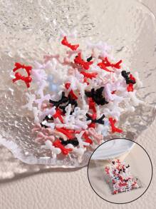 100 件 3 种尺寸蝴蝶结指甲饰散装混色 3D 平底树脂丝带美甲装饰配件 DIY 夏季美甲配件美甲用品指甲美甲宝石 - 彩色 - 查看 10