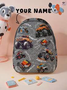 1pc Customized Name & Diamond Pattern Backpack, Can Be Customized According To Your Unique Design, Suitable For Children And Teenagers, Print Your Own Name Or Your Sister/Classmate's Name As A Gift,Multi-Functional,Ornamental,Letter,Stylish,Modern,Colorful,Cute,Adorable,Casual,Custom,Personalised,Unique,Customized,Ideal Gifts For Him,Ideal Gifts For Her