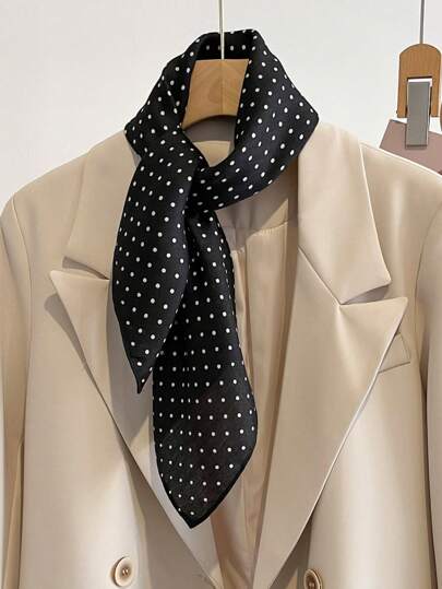 1 st, polka dot sidenscarf för kvinnor, ny 2025 koreansk stil high-end halsduk, varm halsvärmare, retro huvudduk, lämplig för höst/vinter