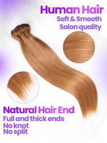 雷米人发接发无缝夹式接发棕色 16-22 英寸 8 件装厚接发夹式接发带纬纱全头天然真发接发女士 #30 - S30 - 查看 3