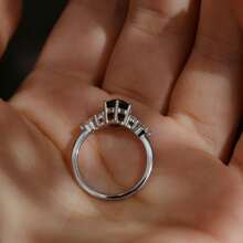 925 Silver Exquisite Vintage Promise Ring Suitable For Marriage,Engagement, Banquet, Birthday And Anniversary Gift For Her - Black - View 4