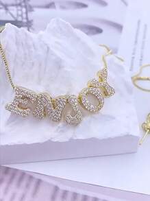 New Fashionable 26 Alphabet Letter Pendant With Zirconia Crystal, Elegant Gold-Color DIY Bracelet & Necklace Accessories