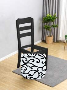 6 Fundas protectoras para asiento de silla, fundas impresas para sillas de comedor, cubiertas protectoras para sillas de cocina y hotel (Negro y Blanco, 6 piezas)