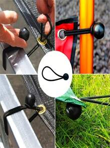 Multi-Color Elastic Rope, Tarpaulin Pole Ropes, Elastic Straps With Lace Trim For Fixing Camping Tents And Boat Poles - Multicolor - View 10