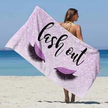 1 Pc Extra Large Beach Towel, Purple Feather Design, Essential Travel & Vacation Gift, Swimming Pool Towel, Camping & Beach Necessities For Adults Summer,Holiday
