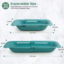 Colador de fregadero, cesta para lavar verduras y frutas, extensible, nuevos esenciales de cocina para el hogar (8W X 14-19L X 2.8H) - Gris - Ver 4