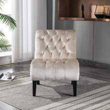 okwish Relaxing Chair, Poster Chair, Lounge Chair, Living Room Chair, Office Chair With Wooden Legs, Velvet, Black/Silver Gray/Beige