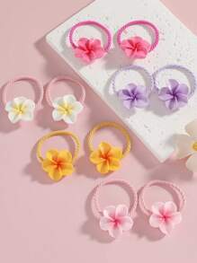 5pcs/10pcs Multicolor Plumeria Hair Scrunchies, Elegant Hair Accessories For Girls And Girl, Suitable For Everyday Use