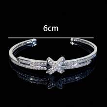 1 件个性化闪亮方晶锆石手链，时尚高端珠宝配饰，适合送礼、日常、派对、婚礼 - 銀色 - 查看 6