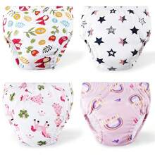 4 件幼儿如厕训练裤，可重复使用的防水训练内衣，送给幼儿和婴儿的最佳礼物，多种颜色可选（尺码偏大，适合长期穿着）