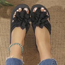Women's Floral Sandals - Minimalist Casual Comfort Slippers - Slip On Home Shoes, Sizes 36-43 (Plus Size)