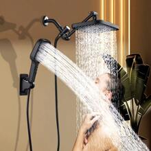 1 Set Adjustable Shower System With Bracket And Hose, Wall-Mounted Bathroom Shower, Handheld Shower Head With One-Click Shut-Off Switch