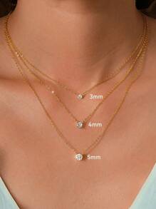 1 件经典锆石项链 925 纯银锆石简约女士项链华丽周年纪念礼物送给女朋友 - 經典鋯石項鍊 - 查看 6