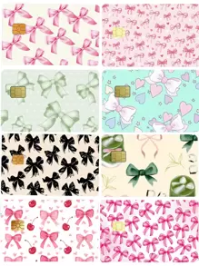 1pc Pink Bow Sticker, Colorful Bowknot PVC Cute Sticker For Debit/Credit Card, Creative Mini Name Card Skin Sticker, Art Sticker, Gift For Women,Back To School,School Supplies - Multicolor - View 9