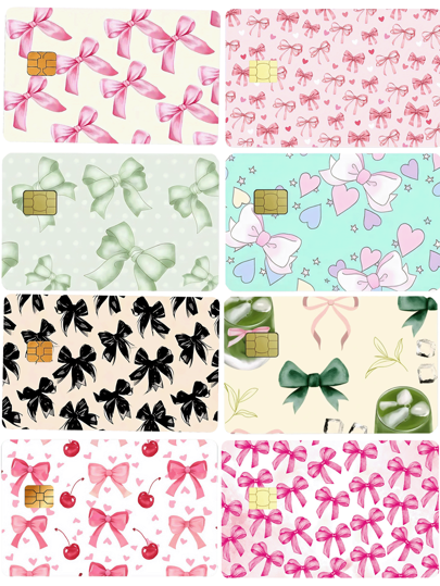 1 ملصق وردي على شكل فيونكة، ملصق PVC جميل بشكل فيونكة ملون لبطاقة الائتمان/الخصم، ملصق غلاف بطاقة الاسم الإبداعية الصغيرة،ملصق فني،هدية للنساء،عودة إلى المدرسة،لوازم المدرسة