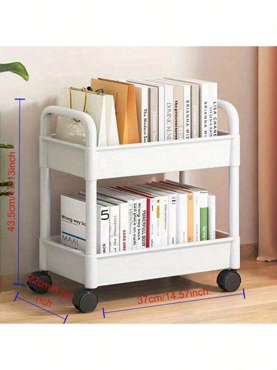 1 件 2 层储物车 - PP 材质，多用途，适用于办公室、厨房、浴室和卧室组织户外装饰