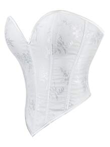 Top con corsé de jacquard sin espalda con lazo, moldeador de silueta, sin tirantes, para fiesta de Año Nuevo, Día de San Valentín, vacaciones, graduación, disfraz de Halloween, color amarillo mantequilla