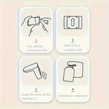 1 件壁挂式牙刷架套装（带玻璃杯）、二合一塑料杯和杯架、易清洁倒置设计、粘性浴室收纳架、节省空间的情侣收纳架（家居浴室装饰）